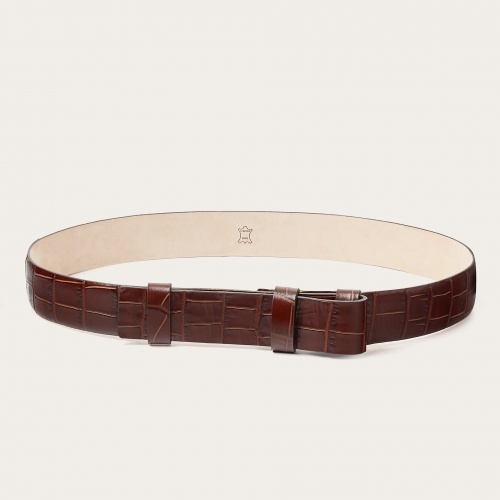 Wide waistline belt, brown croce